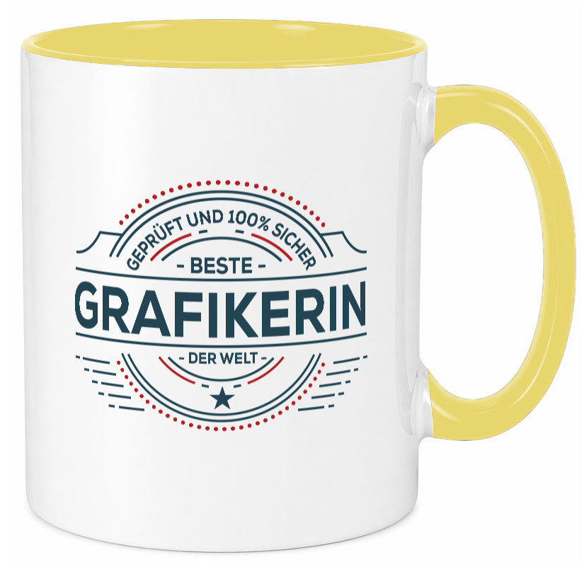Geprüft und sicher: Grafikerin | Grafik Design Humor Geschenkidee Tasse