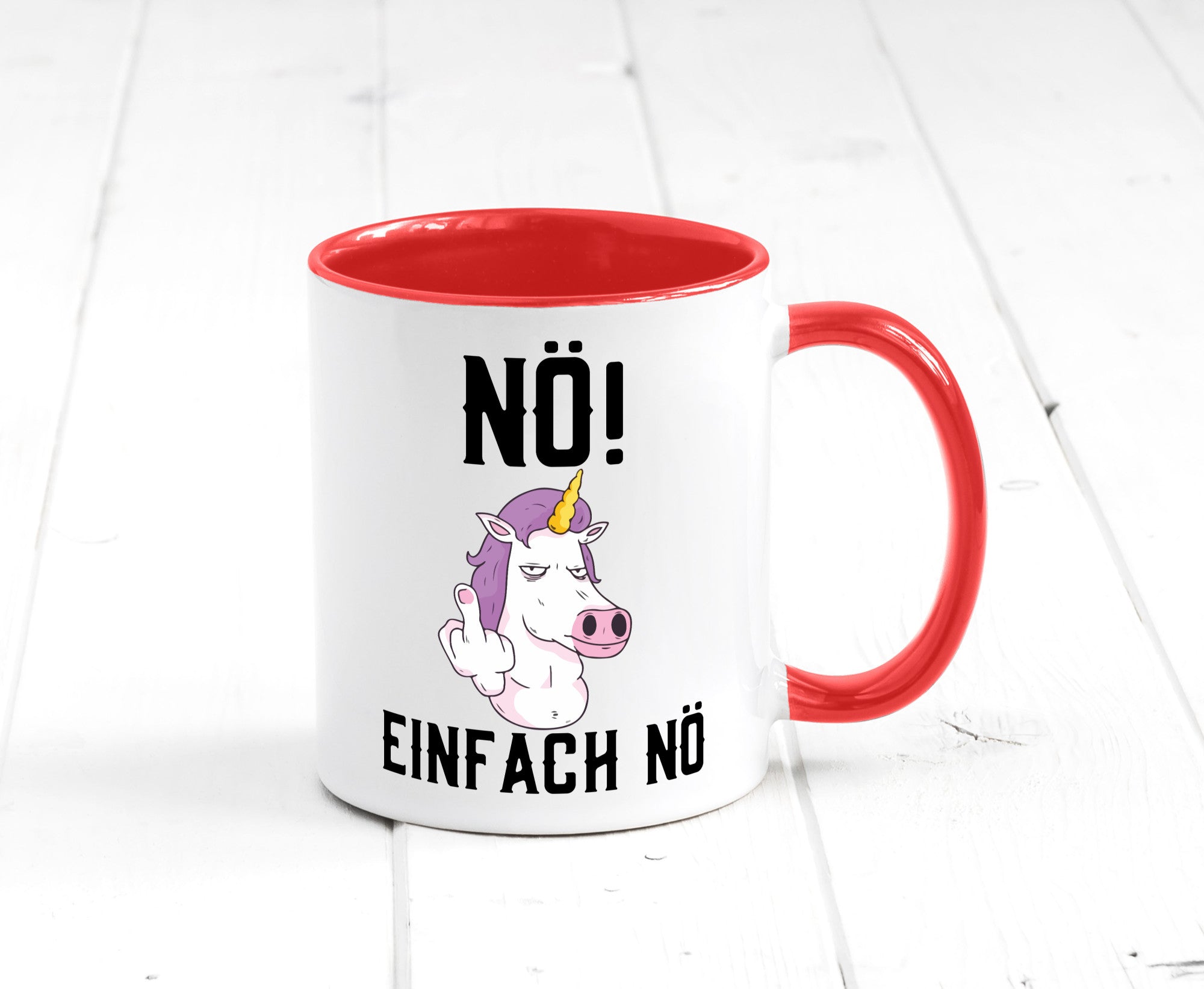 Einfach Nö | Keinen Bock Einhorn Mittelfinger Comic Geschenkidee Humor Tasse