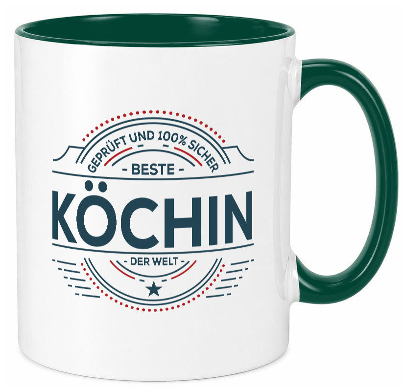 Geprüft und sicher: Köchin | Chefköchin Chefkoch lustiger Spruch Geschenk Tasse