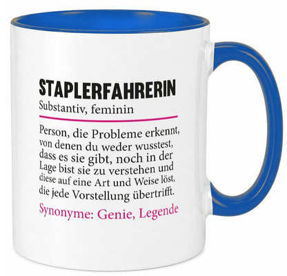 Staplerfahrerin | Gabelstapler Spruch Beruf Humor lustig Arbeit Kollegen Büro Tasse