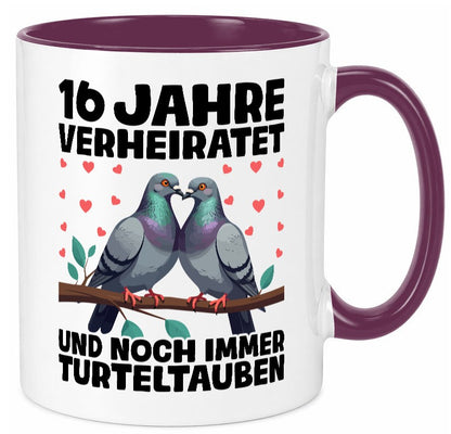16 Jahre verheiratet | Turteltauben Ehe Ehepaar Geschenk Humor Geschenkidee Tasse
