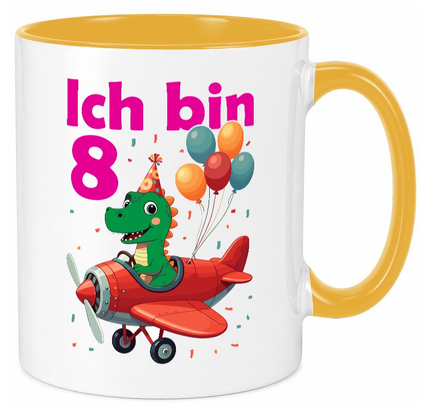 8. Geburtstag | 8 Jahre Drache Flugzeug Geschenk Geschenkidee lustiger Spruch Tasse