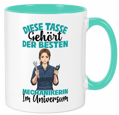 Im Universum: Mechanikerin | KFZ lustiger Spruch Geschenk Humor Geschenkidee Tasse