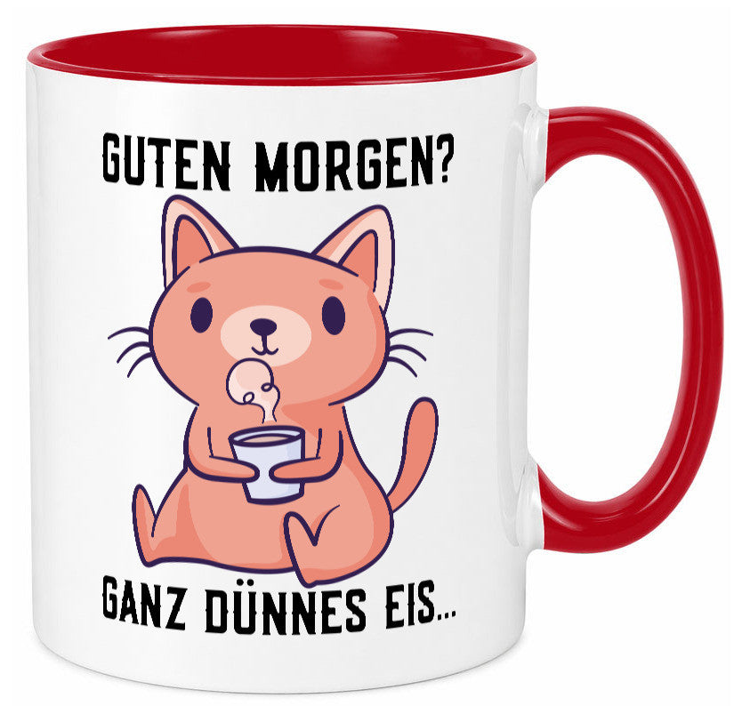 Guten Morgen | Morgenmuffel Dünnes Eis Katze mit Pulli Geschenk Tierliebhaber Tasse