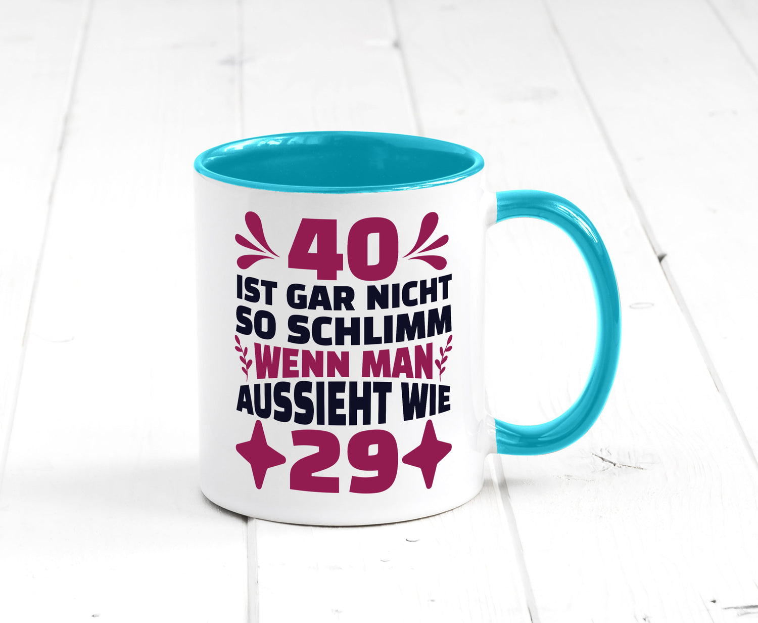 40 ist gar nicht schlimm | 40. Geburtstag Jung aussehen Geschenkidee Humor Tasse