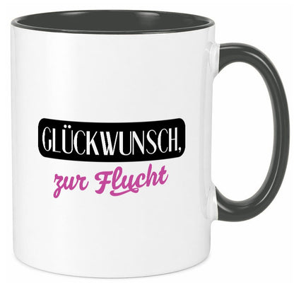 Glückwunsch zur Flucht | Kollegen Jobwechsel Abschied v2 Geschenk Arbeit Büro Tasse