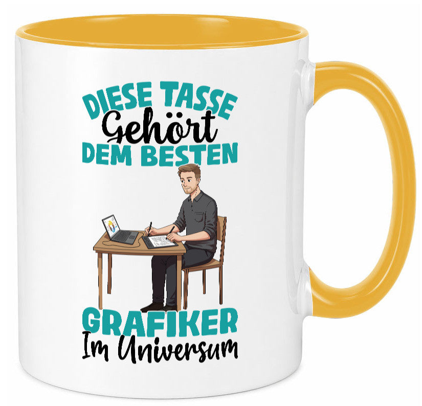Im Universum: Grafiker | Grafik Design lustiger Spruch Geschenk Humor Tasse