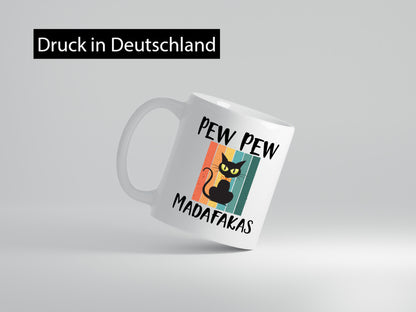 Pew Madafakas! | Katze Tasse Vintage Design Geschenkidee Tierliebhaber Humor