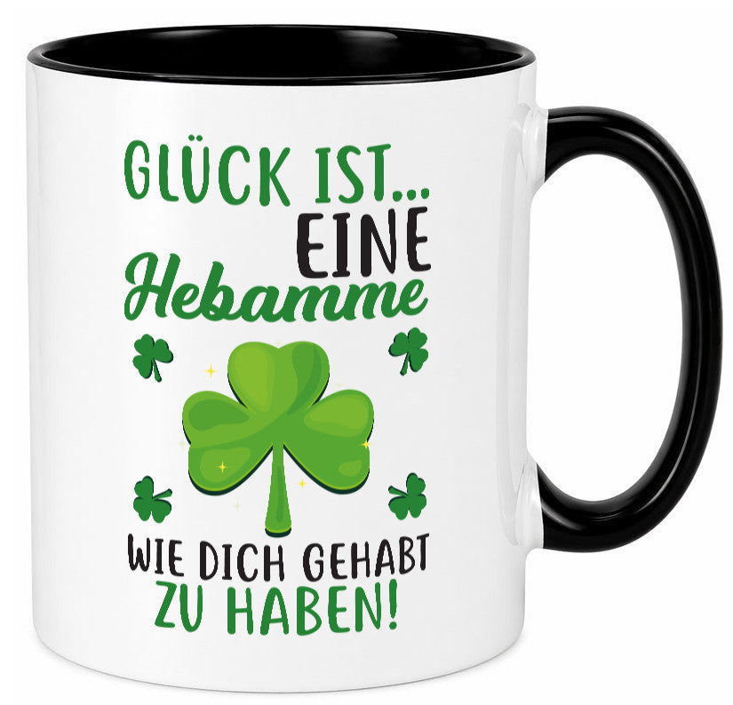 Hebamme Dankeschön | Dankes Tasse Kleeblätter Glück Humor Geschenkidee