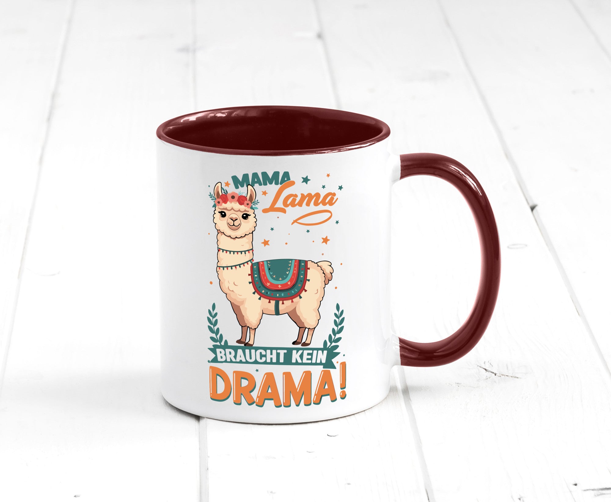 Mama Lama braucht kein Drama | Muttertag Humor Familie Geschenkidee Tasse