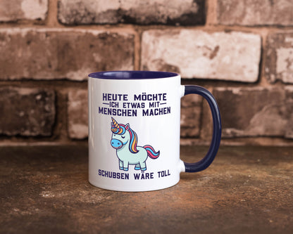 Heute möchte ich Menschen schubsen | Einhorn v2 Geschenk Humor Geschenkidee