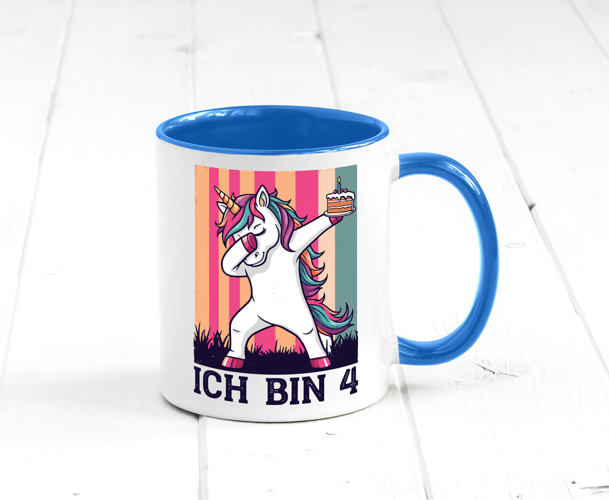 4 Geburtstag | Einhorn Damping Mädchen lustig Geschenkidee Geschenk Tasse