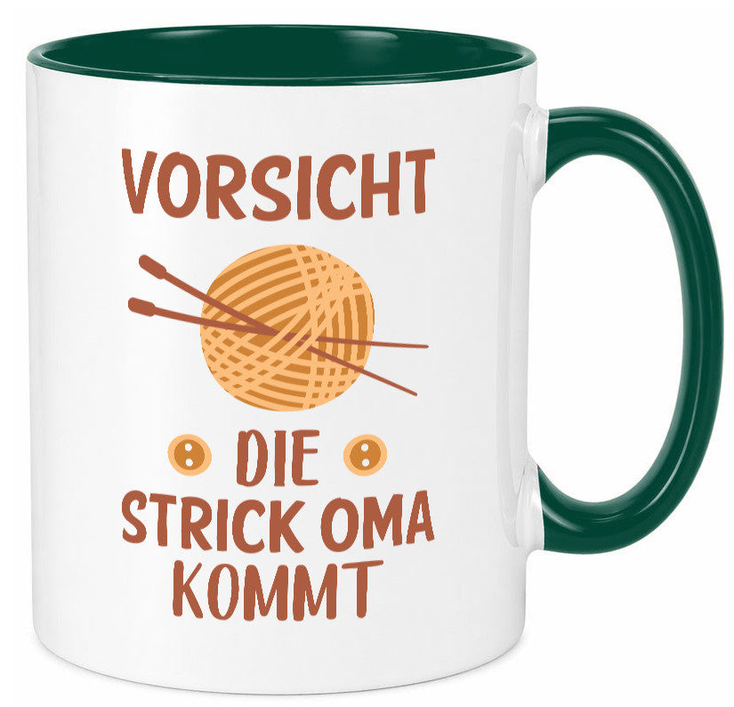 Vorsicht, Strickoma kommt | Wolle Stricknadeln Humor Familie Geschenkidee Tasse