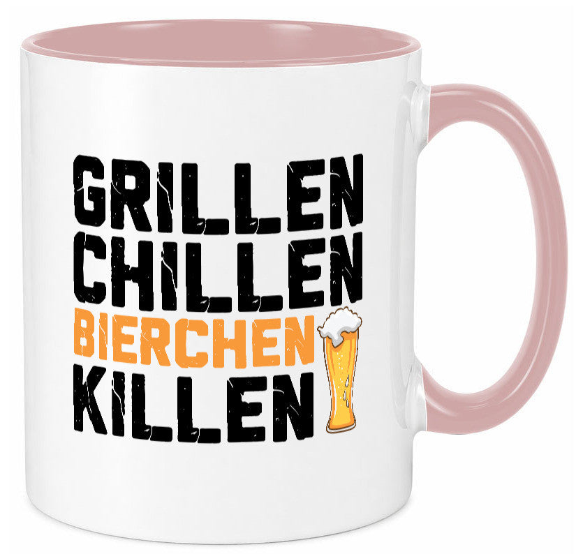 Grillen Chillen Bierchen Killen | Grillmeister Party Geschenk Humor Tasse