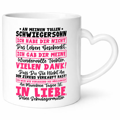 An meinen tollen Schwiegersohn vl5 Geschenkidee Familie Humor Tasse