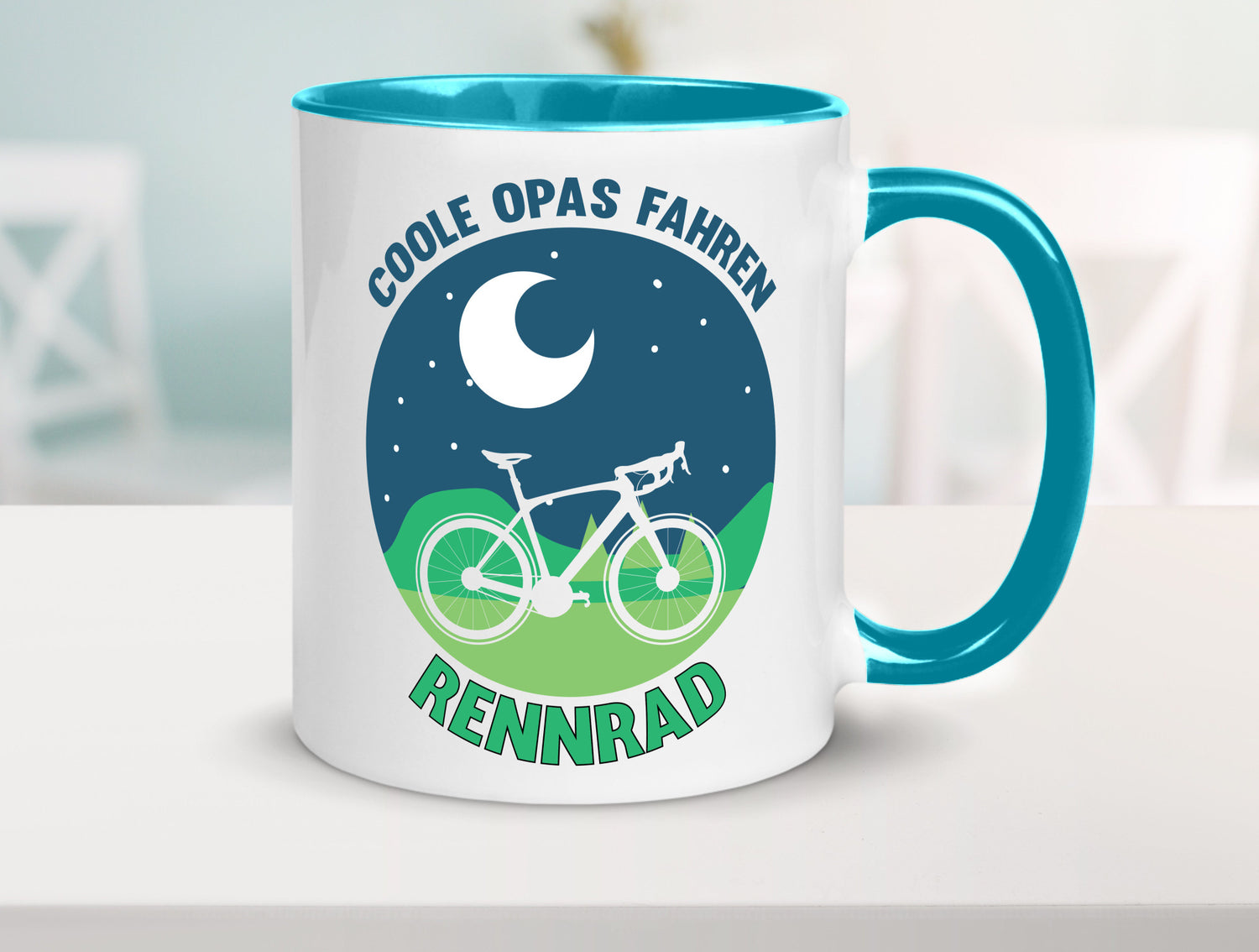 Coole Opas fahren Rennrad | Mond Landschaft Geschenk Familie Geschenkidee