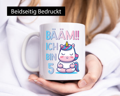 Baam!! Ich bin 5 | Einhorn Geschenkidee Humor Tasse