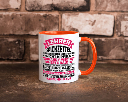 Lehrer Spickzettel | Beruf Tasse lustiger Spruch vl8 Geschenkidee Arbeit