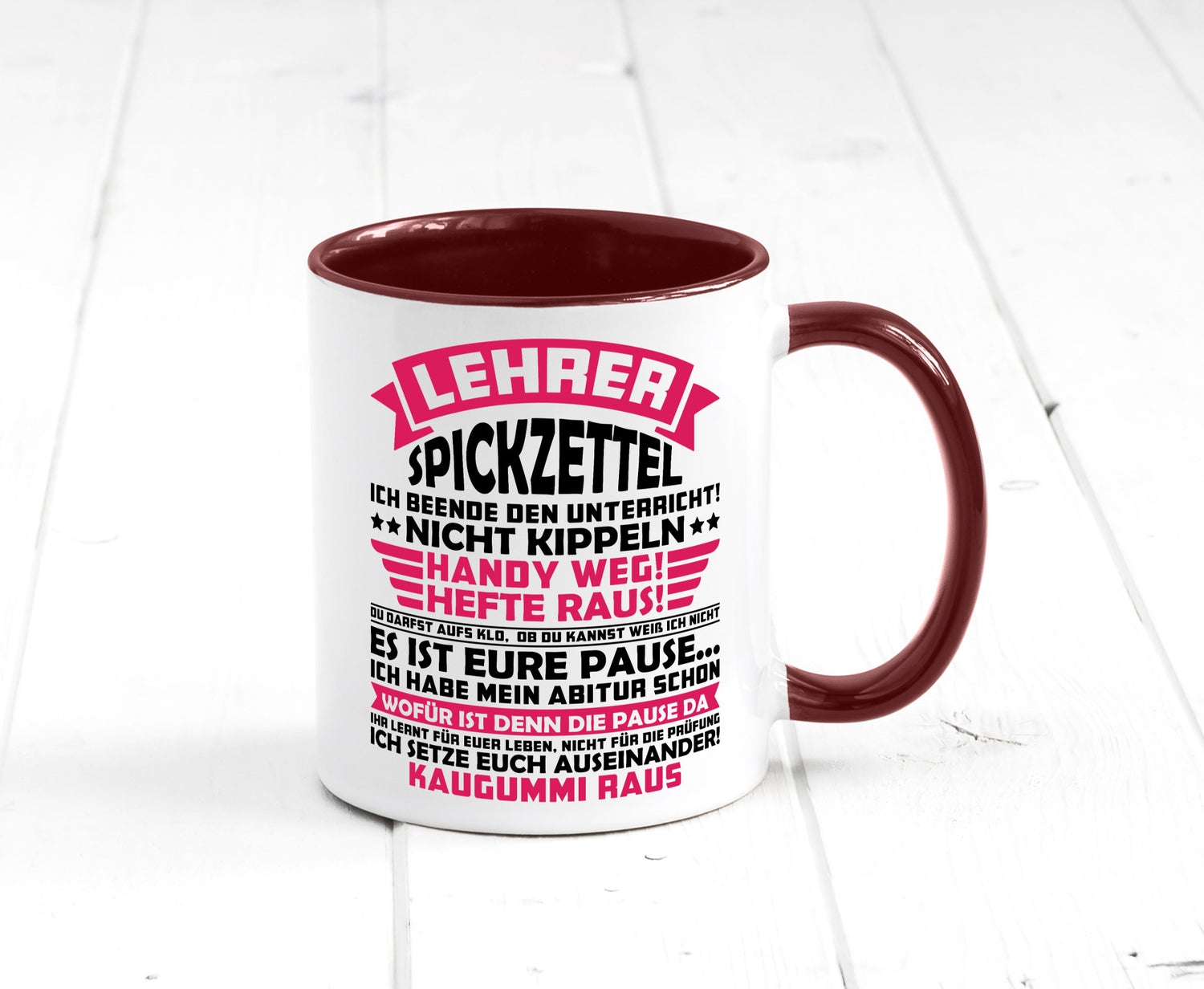 Lehrer Spickzettel | Beruf Tasse lustiger Spruch vl8 Geschenkidee Arbeit