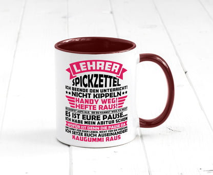 Lehrer Spickzettel | Beruf Tasse lustiger Spruch vl8 Geschenkidee Arbeit