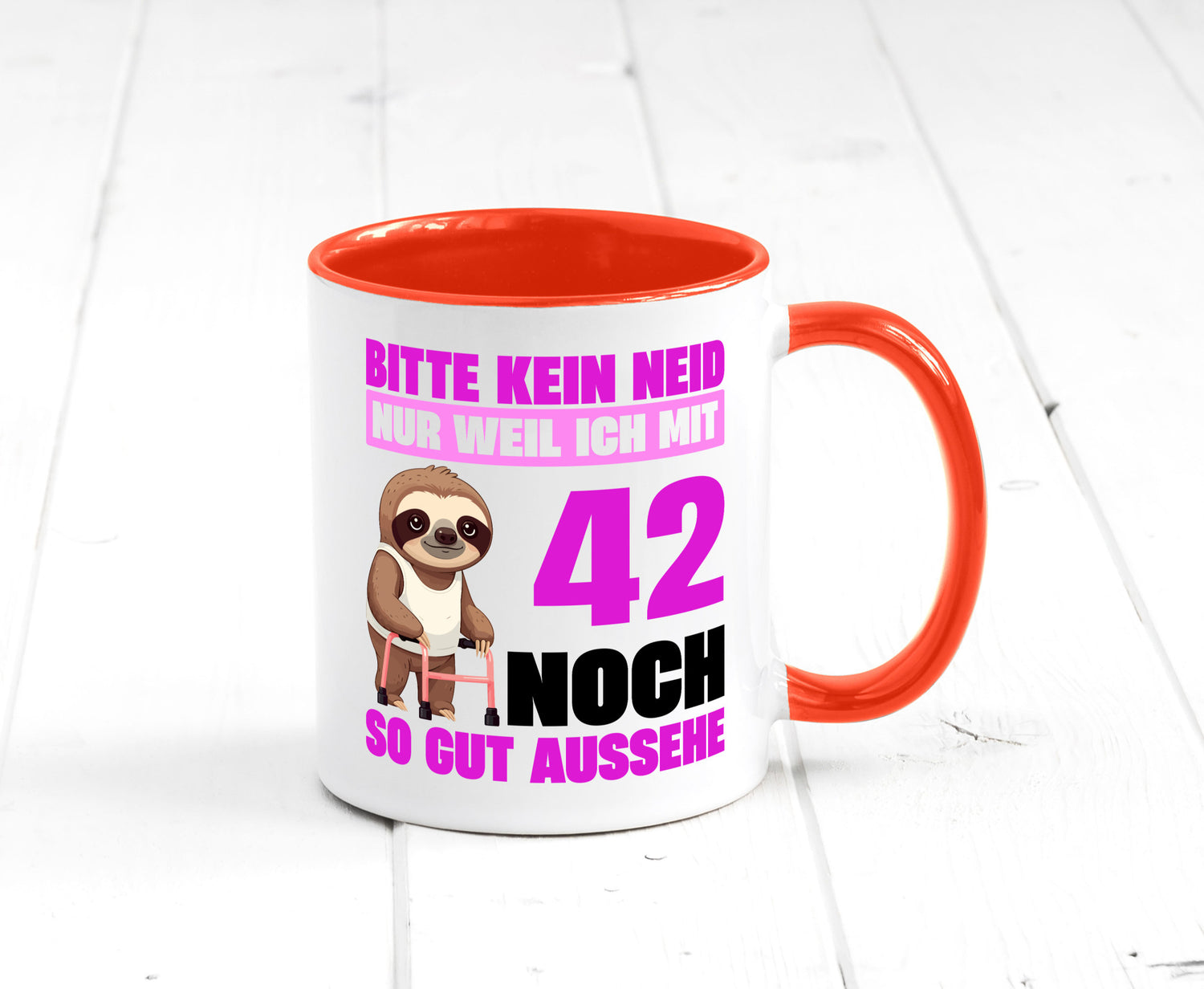 42. Geburtstag | Bitte kein neid Faultier 42 Jahre Geschenkidee Humor Tasse