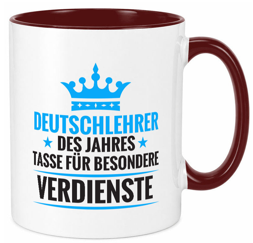 Besonderer Verdienst: Deutschlehrer | Lehrer Schule lustig Humor Geschenkidee Tasse