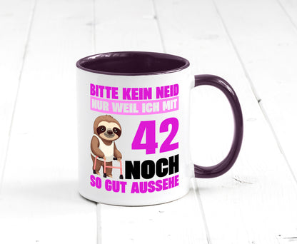 42. Geburtstag | Bitte kein neid Faultier 42 Jahre Geschenkidee Humor Tasse