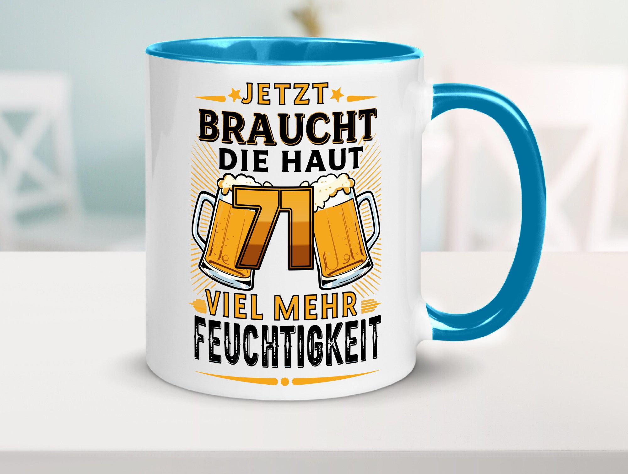 71 braucht die haut mehr Feuchtigkeit | 71. Geburtstag Geschenkidee Humor Tasse