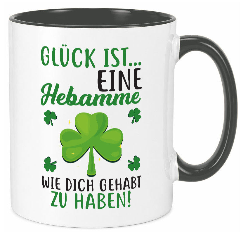 Hebamme Dankeschön | Dankes Tasse Kleeblätter Glück Humor Geschenkidee