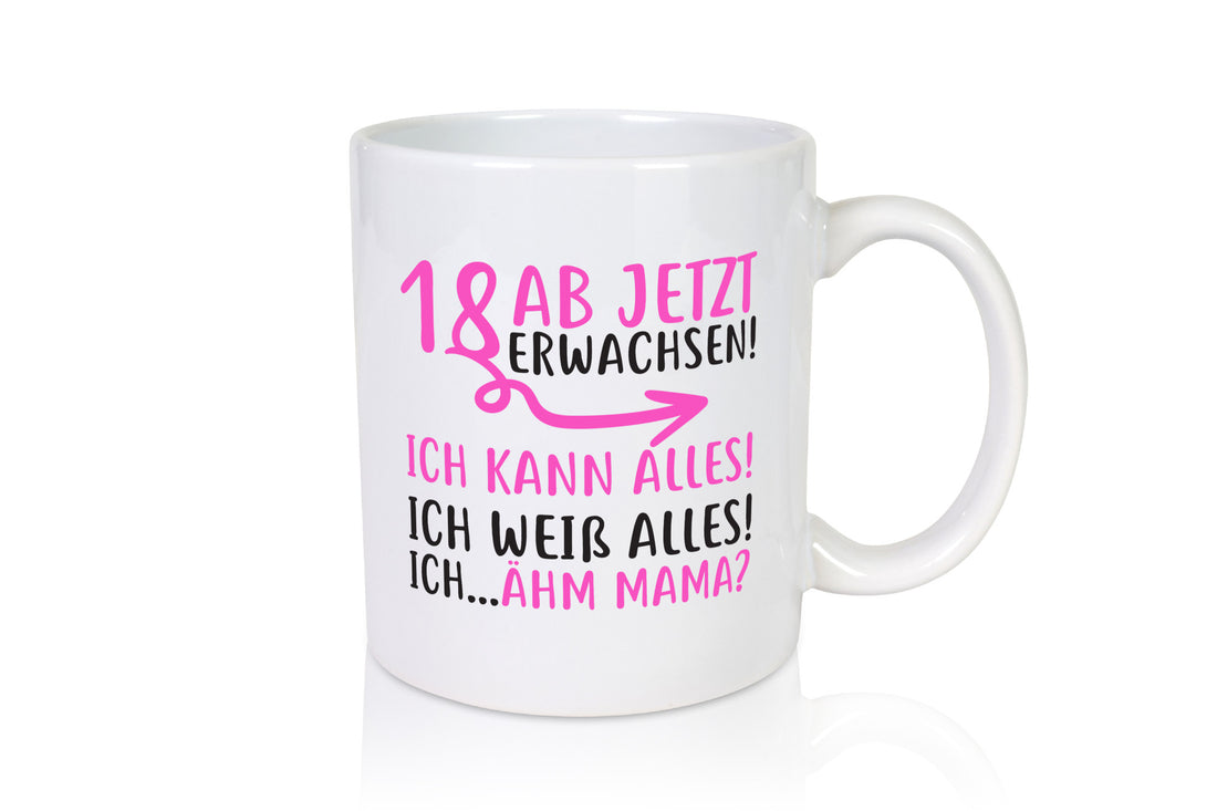 18 Ab jetzt erwachsen lustiger Spruch Geschenk Humor Geschenkidee Tasse