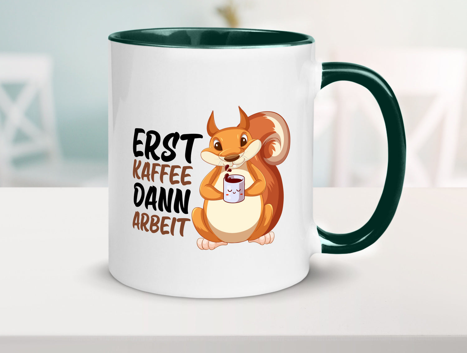 Erst Kaffee dann Arbeit | Büro Eichhörnchen Kaffeefreund Humor Kollegen