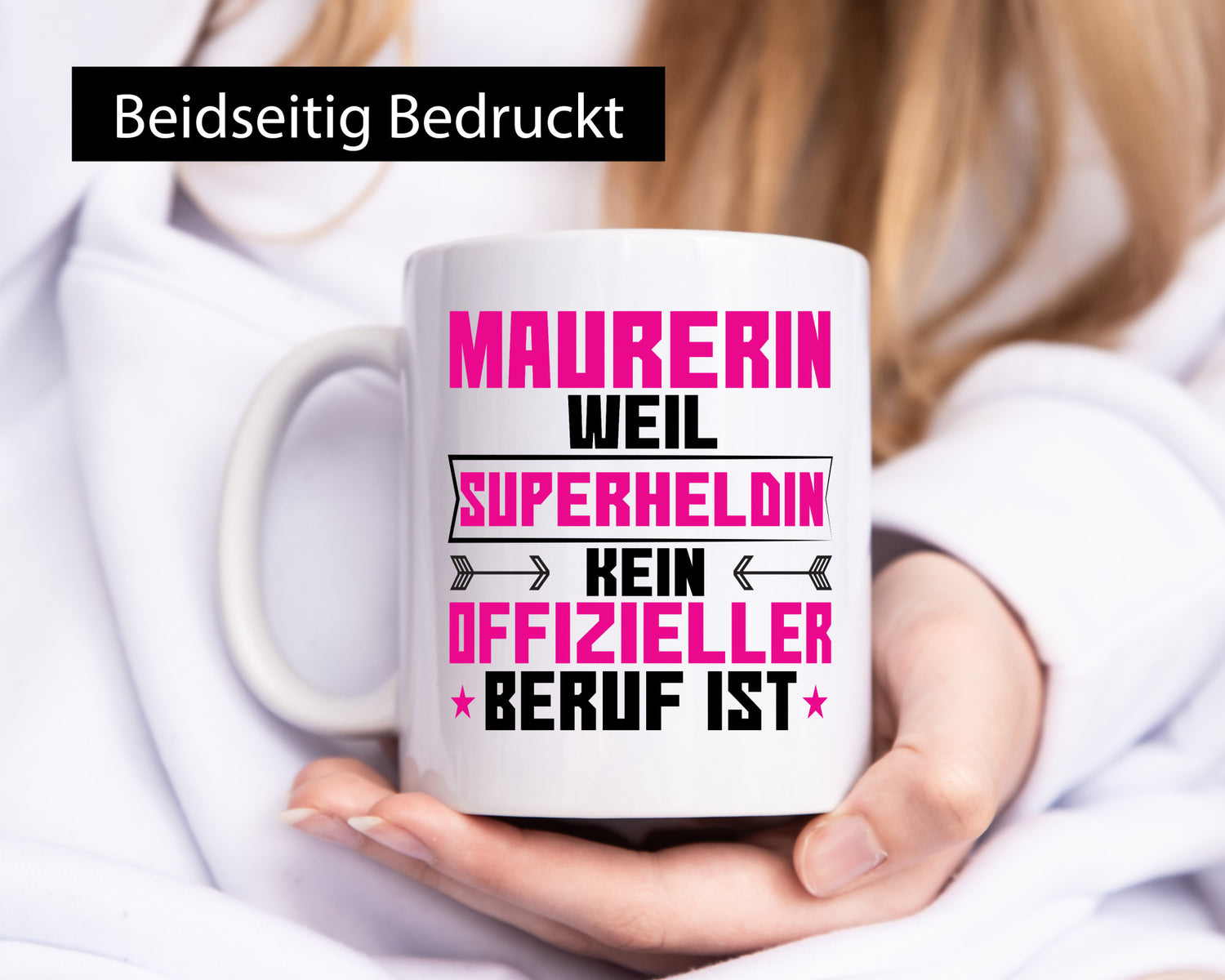 Superheldin Maurerin lustiger Spruch Geschenk Humor Geschenkidee Tasse