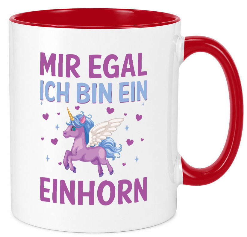 Mir egal, ich bin ein Einhorn| Herzen Geschenkidee Humor Tasse