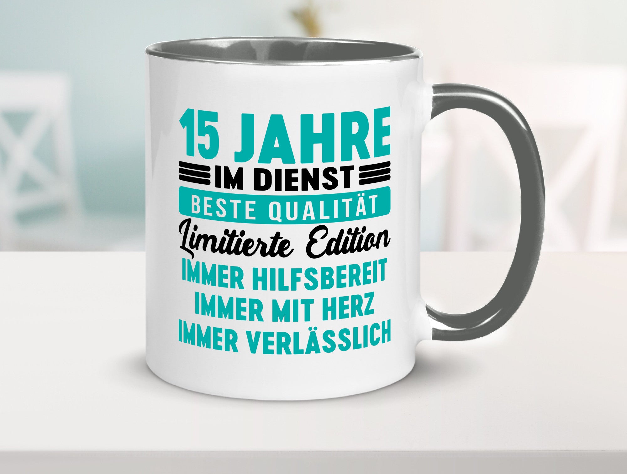 15 Jahre im Dienst | Jubiläum Arbeit v5 lustig Kollegen Büro Geschenk Tasse