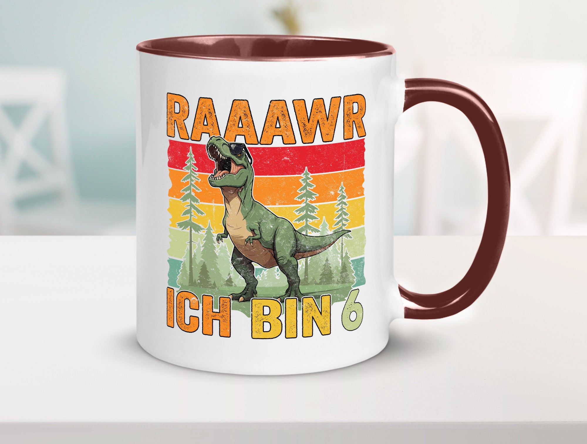 6. Geburtstag | 6 Jahre rarrrr ich bin Dinosaurier Humor Geschenkidee Tasse