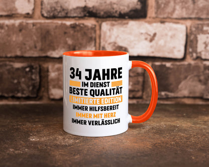 34 Jahre im Dienst | Jubiläum Arbeit v2 Humor Kollegen Büro Geschenkidee Tasse