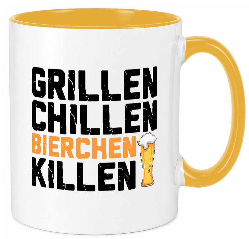 Grillen Chillen Bierchen Killen | Grillmeister Party Geschenk Humor Tasse