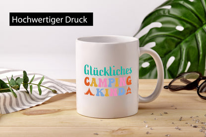 Glückliches | Camping Kind lustiger Spruch Geschenk Humor Geschenkidee Tasse