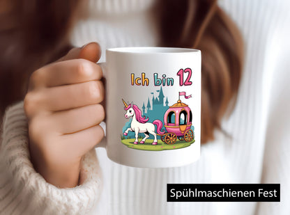 12. Geburtstag | Prinzessin in Kutsche Einhorn Geschenkidee Humor Tasse