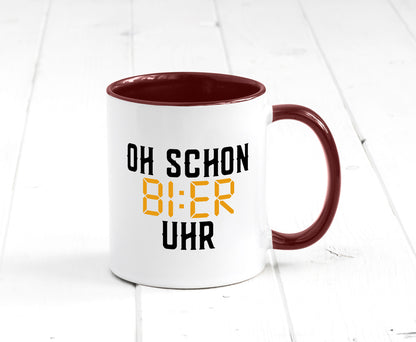 Oh schon Bier Uhr | Biertrinker Party Feiern Pils Humor Geschenkidee Tasse