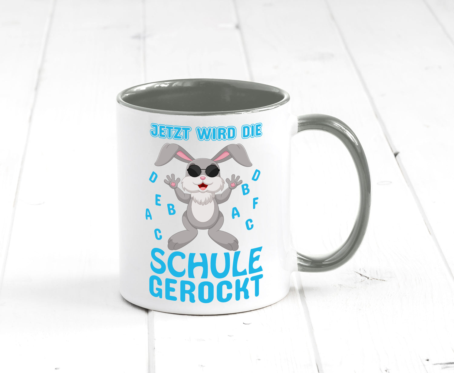 Schule wird gerockt | Schulbeginn Tasse cooler Hase lustiger Spruch Geschenk