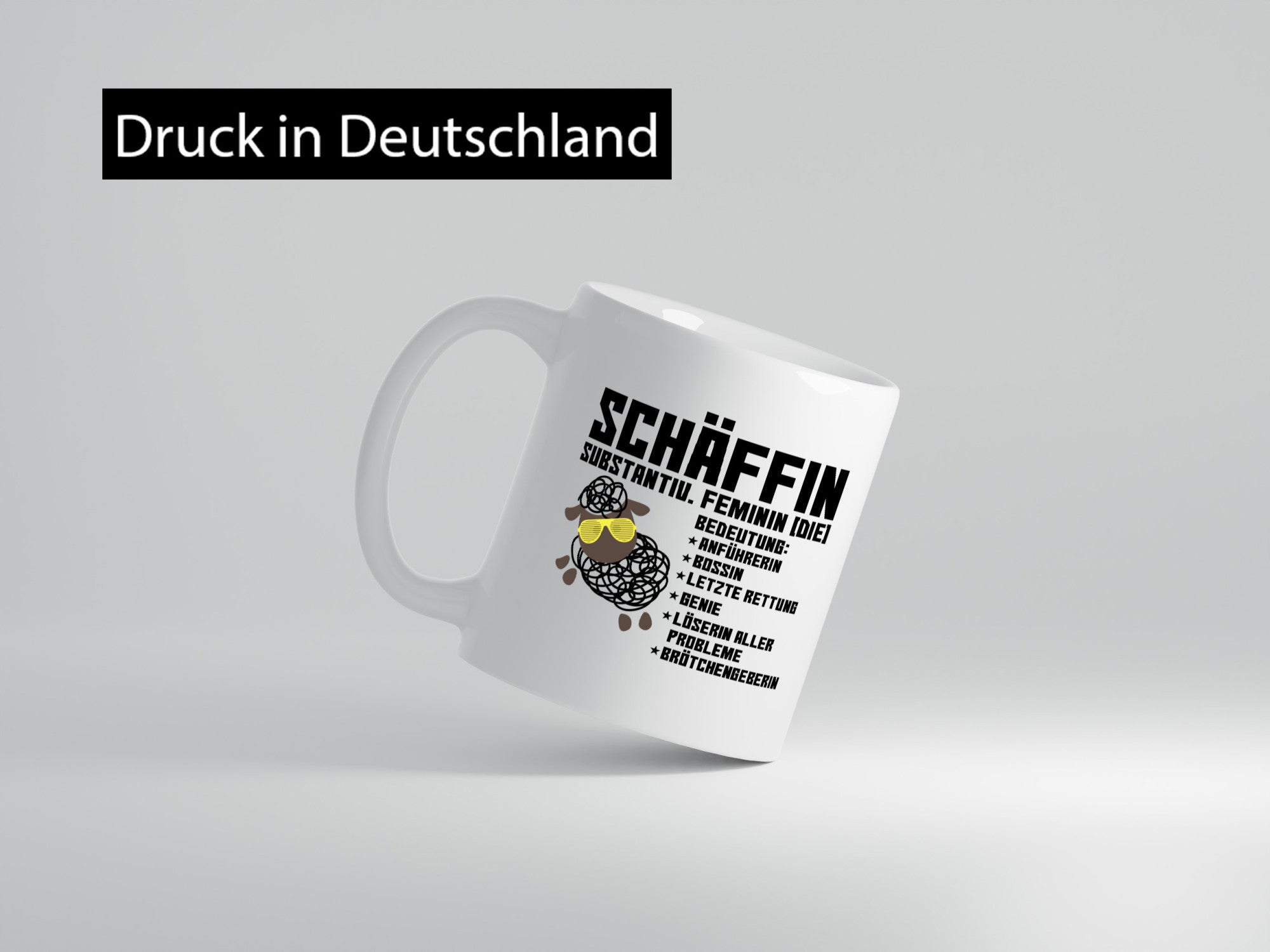 Schäffin | Chefin Büro| Arbeit lustiges Schaf mit Tasse Geschenkidee Kollegen