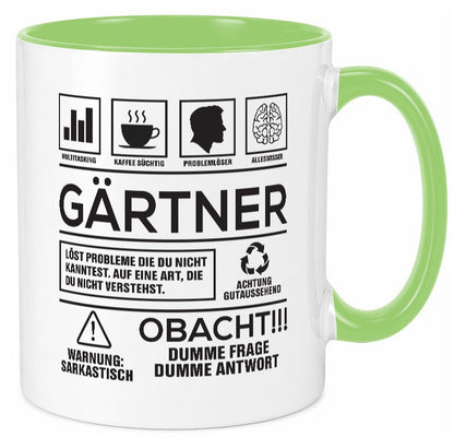 Achtung Probleme Gärtner | Gartenbau Geschenkidee Humor Tasse