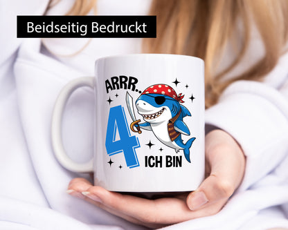 4. Geburtstag | 4 Jahre Arr Pirat Hai Piraten Humor Geschenkidee Tasse