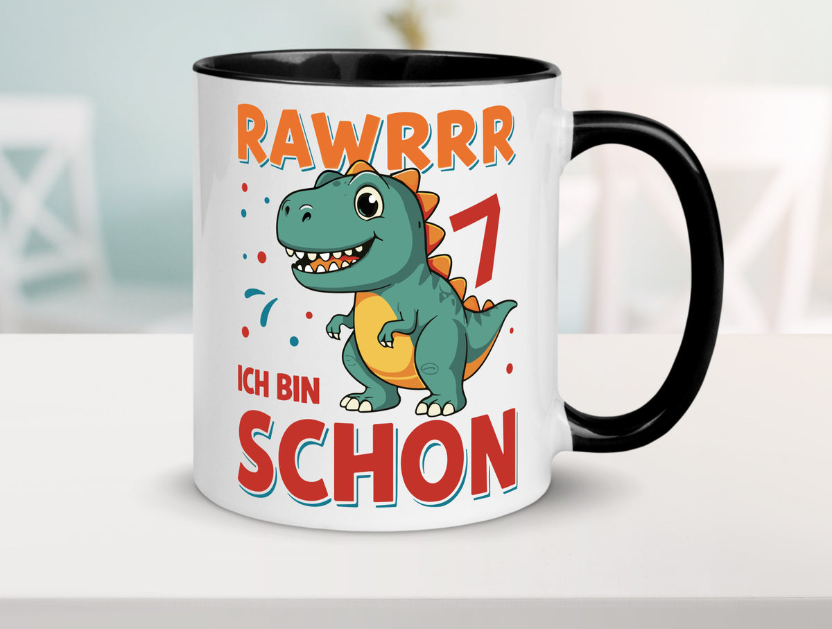 7. Geburtstag | 7 Jahre Raw ich bin schon T-Rex Geschenk Geschenkidee lustiger Tasse