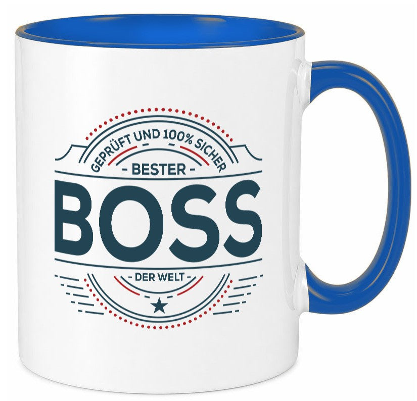 Geprüft und sicher: Boss | Führungskraft Vorgesetzter lustiger Spruch Geschenk Tasse