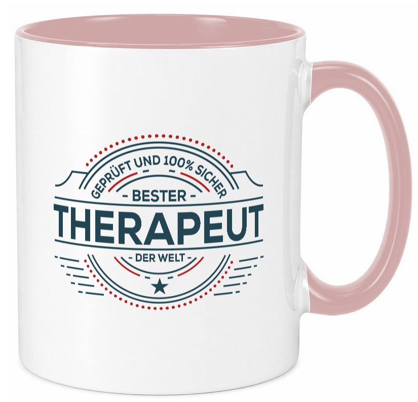 Geprüft und sicher: Therapeut | Psychotherapie Therapie Geschenkidee Humor Tasse