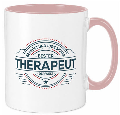 Geprüft und sicher: Therapeut | Psychotherapie Therapie Geschenkidee Humor Tasse