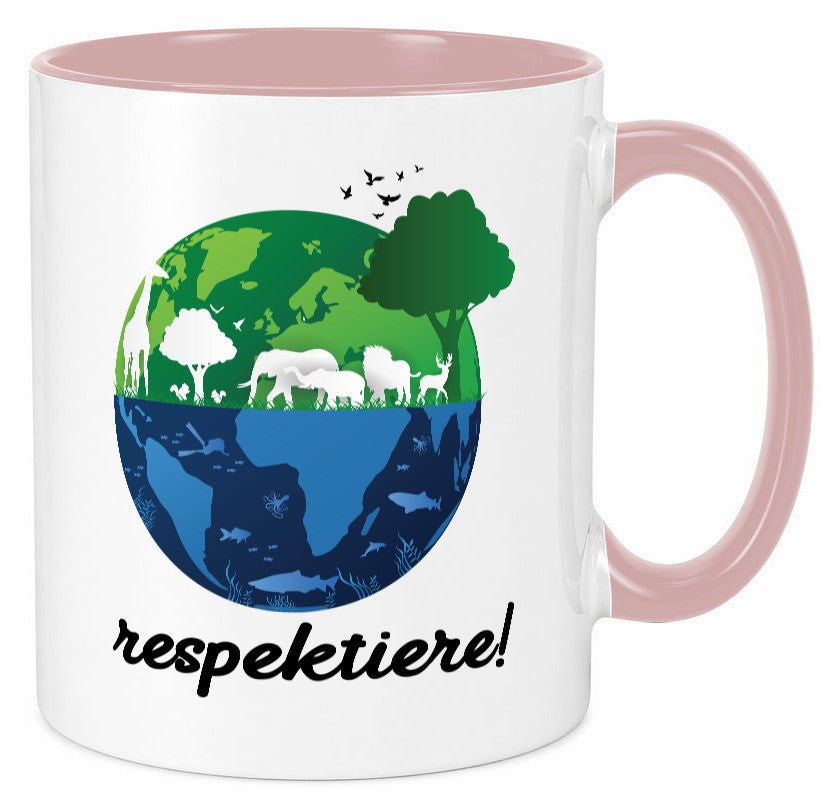 Respektiere | Tiere mit Respekt behandeln lustiger Spruch Geschenk Tasse