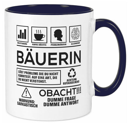 Achtung Probleme Bäuerin | Bauernhof Landwirtschaft Geschenk Humor Geschenkidee Tasse